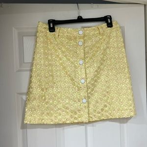 NEW STAUD yellow Sicily floral jacquard skirt